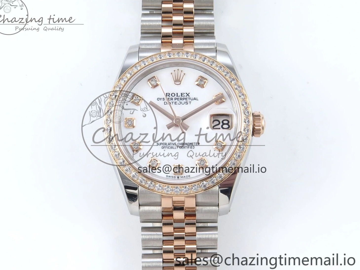 MiroTime 0324 DateJust 31 278381RBR ARF 1:1 Best Edition 904L Steel White Diamonds Dial Diamonds Bezel on SS RG Jubilee Bracelet ETA Versatile 392